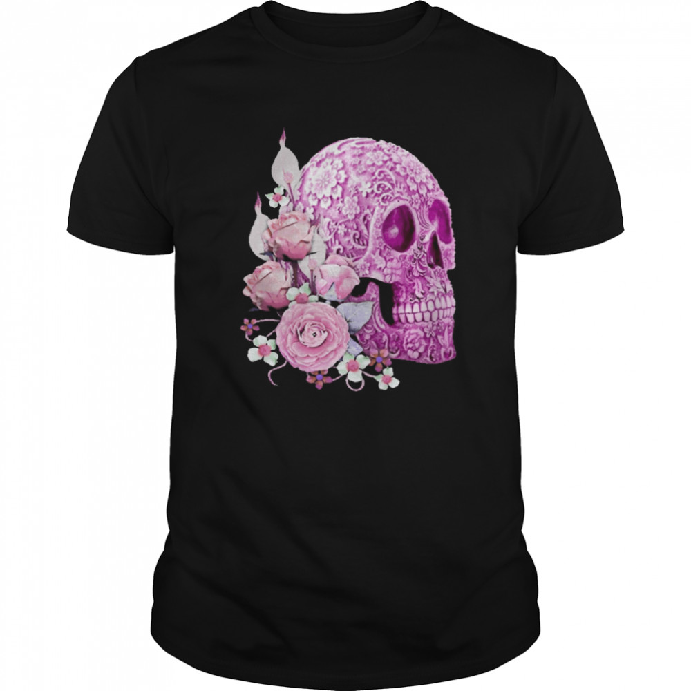 Skull Day Of The Dead Pink Flowers shirt