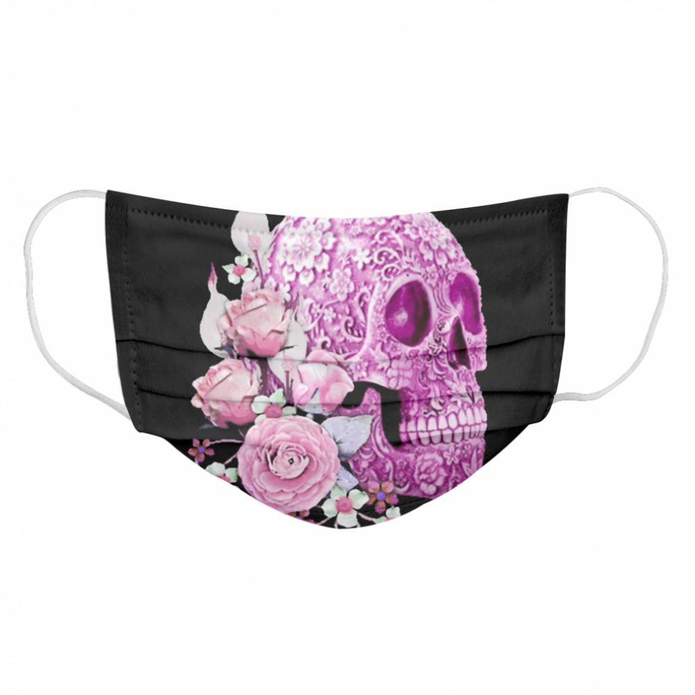Skull Day Of The Dead Pink Flowers Cloth Face Mask