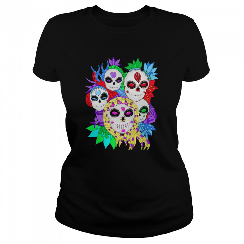 Skull Family Colorful Day Of The Dead Classic Women's T-shirt