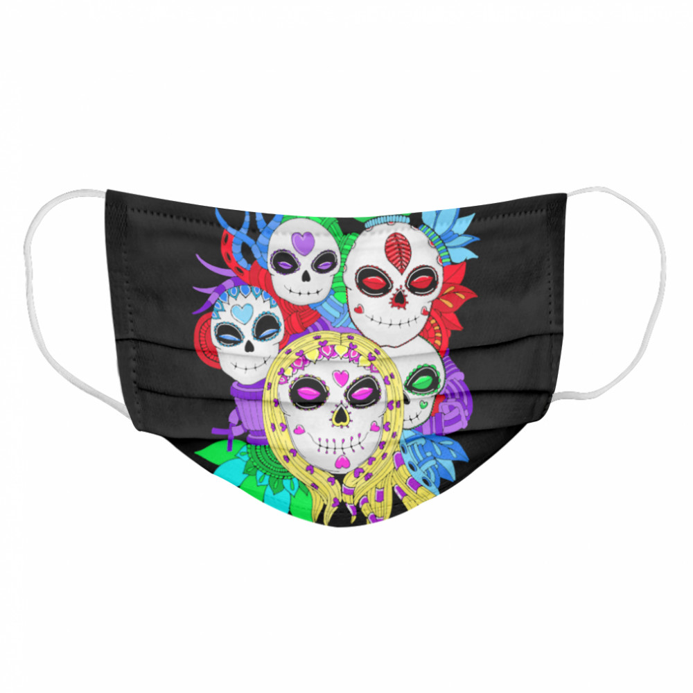 Skull Family Colorful Day Of The Dead Cloth Face Mask