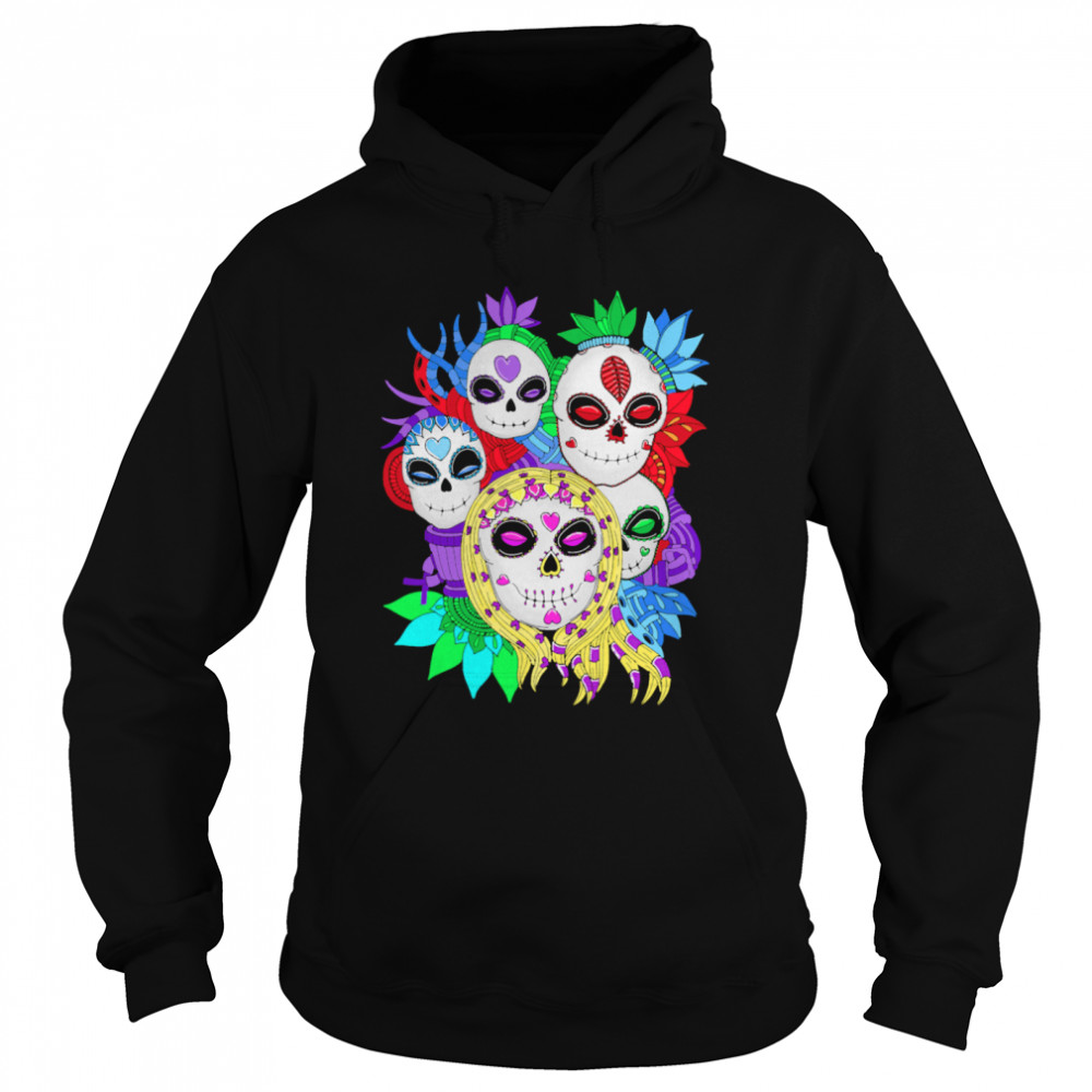 Skull Family Colorful Day Of The Dead Unisex Hoodie