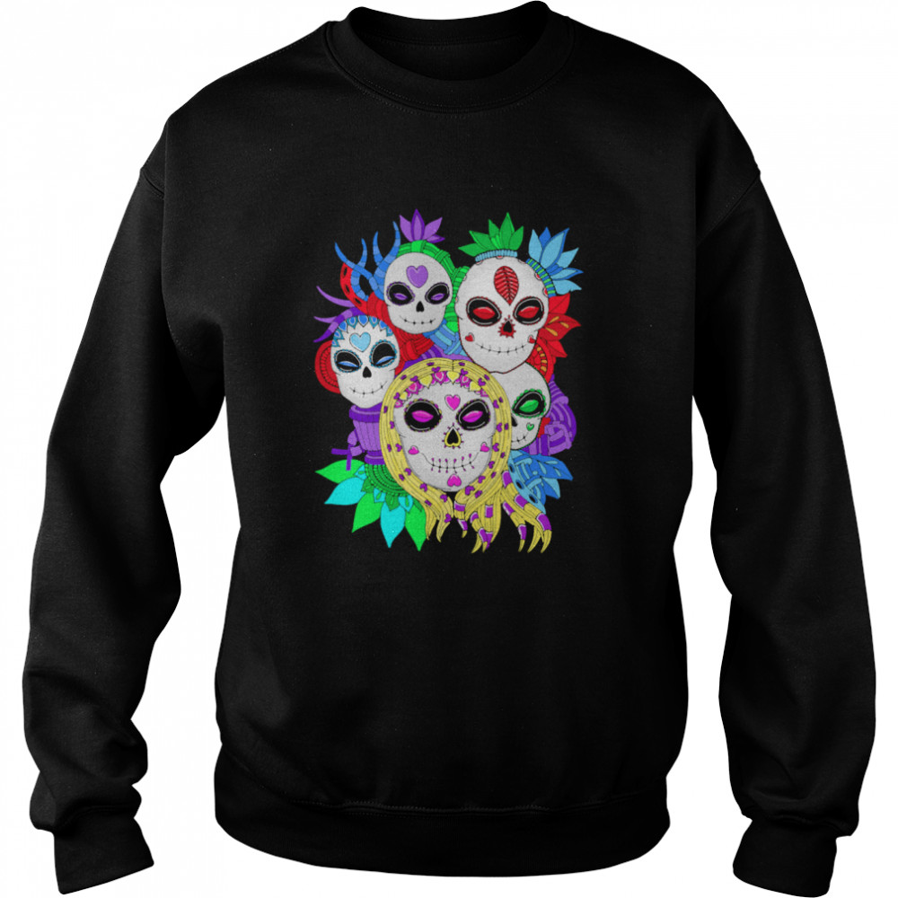 Skull Family Colorful Day Of The Dead Unisex Sweatshirt