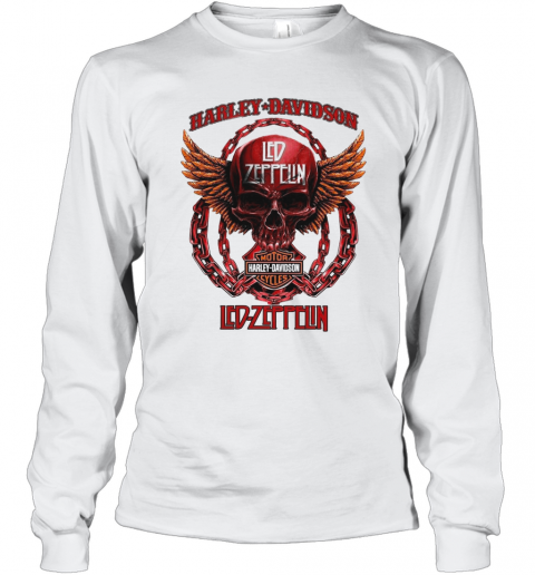 Skull Harley Davidson Motorcycles Led Zeppelin T-Shirt Long Sleeved T-shirt 