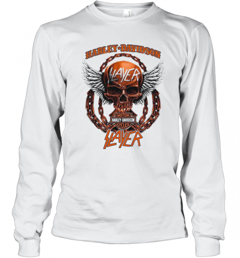Skull Harley Davidson Motorcycles Zlayer T-Shirt Long Sleeved T-shirt 