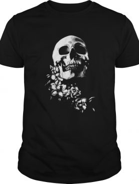 Skull Magnolia Flowers BW Day Of The Dead shirt