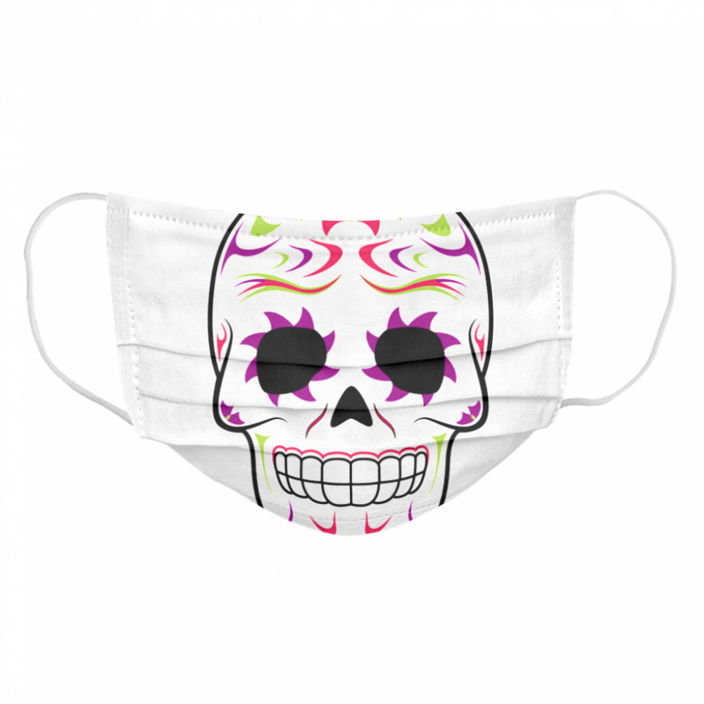 Skull Purple And Green Day Of Dead Cloth Face Mask