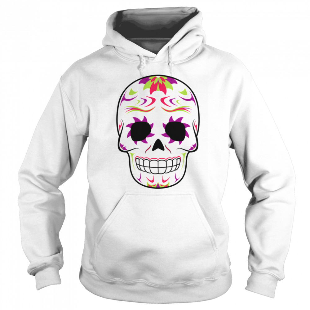 Skull Purple And Green Day Of Dead Unisex Hoodie