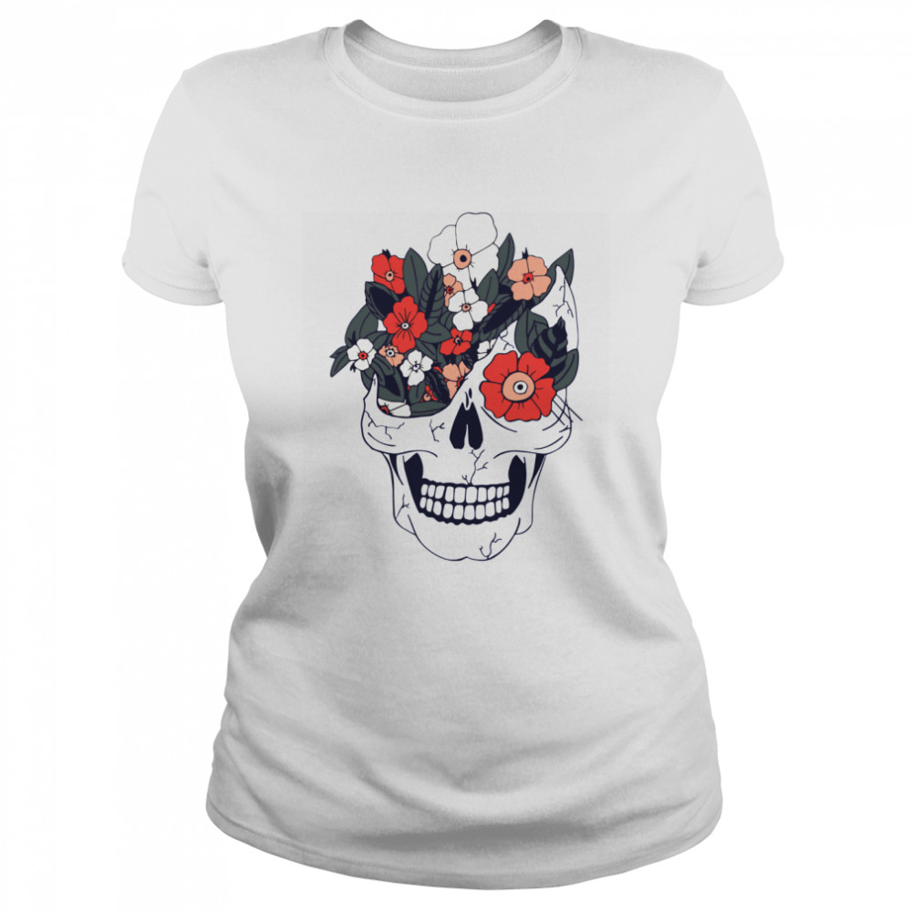 Skulls And Flowers Dia De Muertos Classic Women's T-shirt