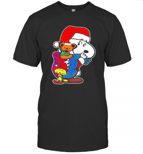 Snoopy Woodstock And Bear Grateful Dead Merry Christmas T-Shirt