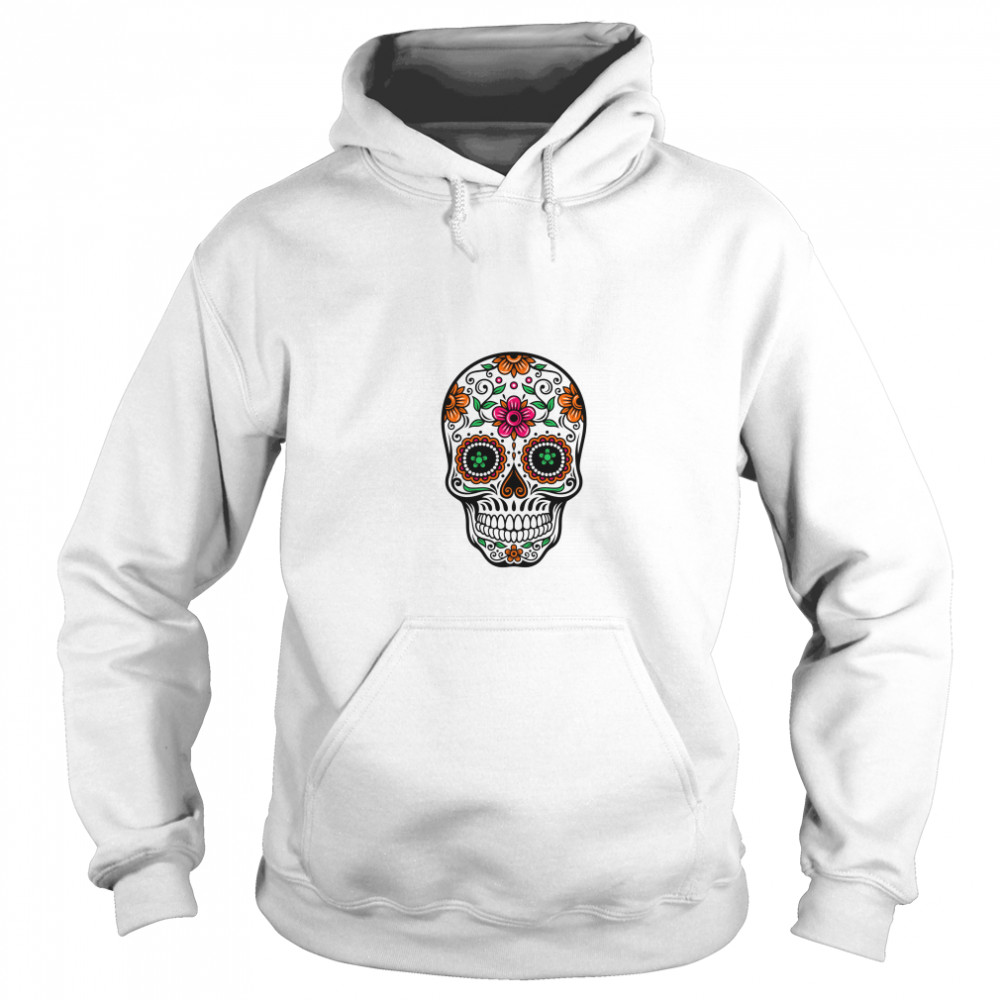 Sugar Skull And Retro Flowers Day Of The Dead Unisex Hoodie
