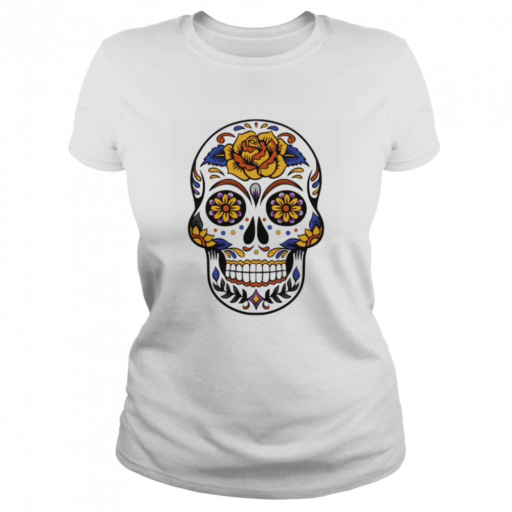Sugar Skull Flower Day Of Dead Dia De Los Muertos Classic Women's T-shirt