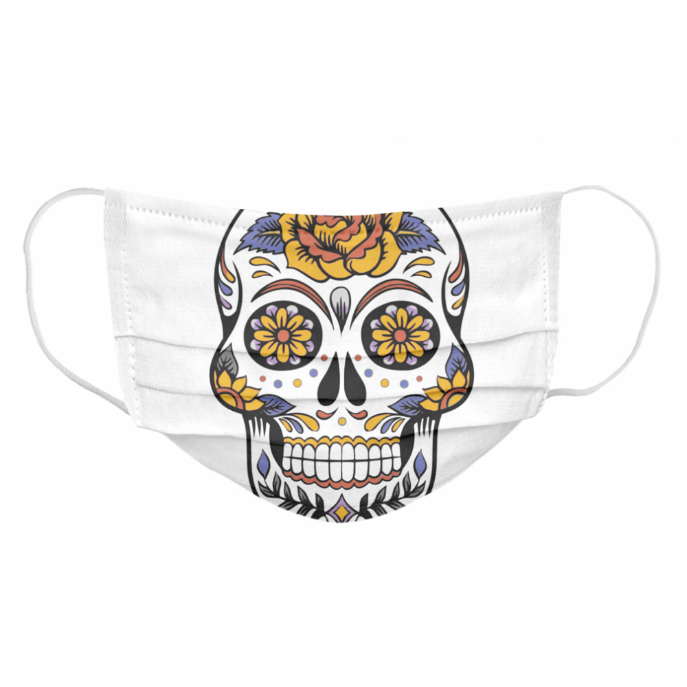Sugar Skull Flower Day Of Dead Dia De Los Muertos Cloth Face Mask