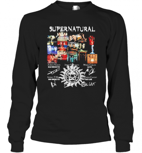 Supernatural Movie Characters Signatures T-Shirt Long Sleeved T-shirt 