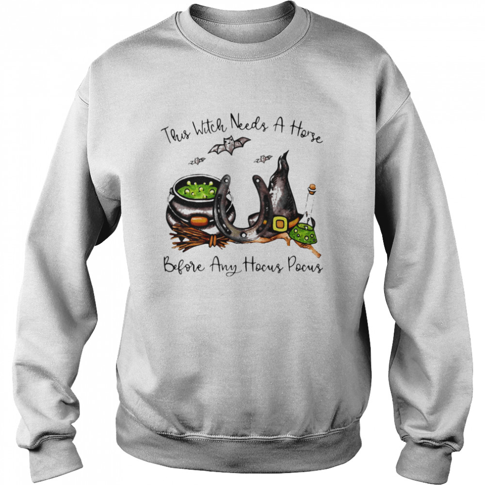 This Witch Needs A Horse Before Any Hocus Pocus Halloween Unisex Sweatshirt