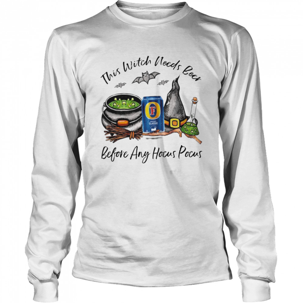 This Witch Needs Beer Before Any Hocus Pocus Halloween Long Sleeved T-shirt