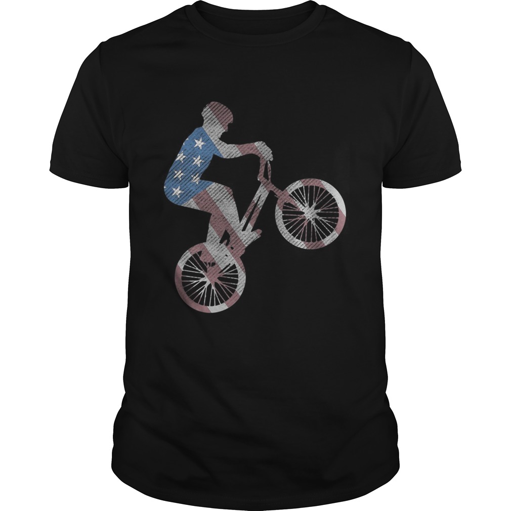 Vintage BMX Distressed USA Flag Patriotic Retro BMX rider shirt