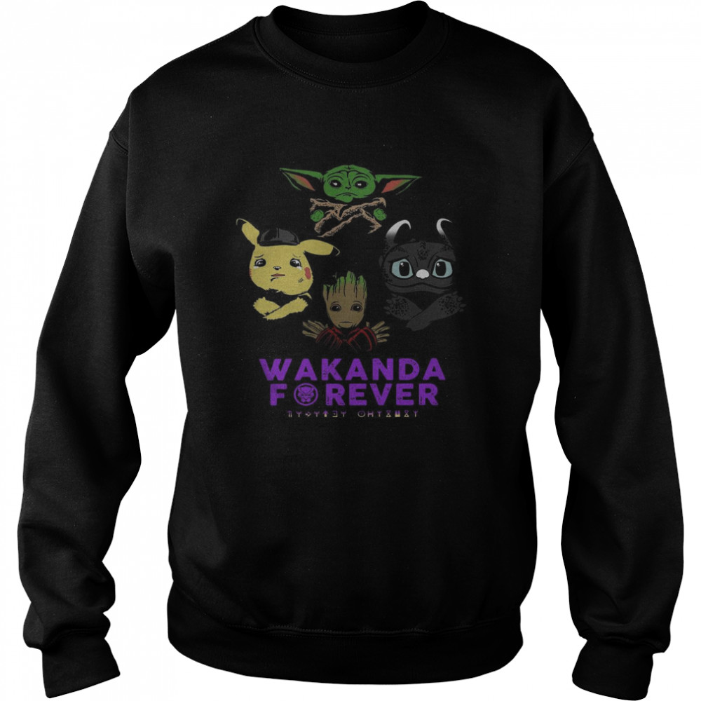 Wakanda Forever Baby Yoda Baby Pokemon Baby Groot and Baby Toothless Unisex Sweatshirt