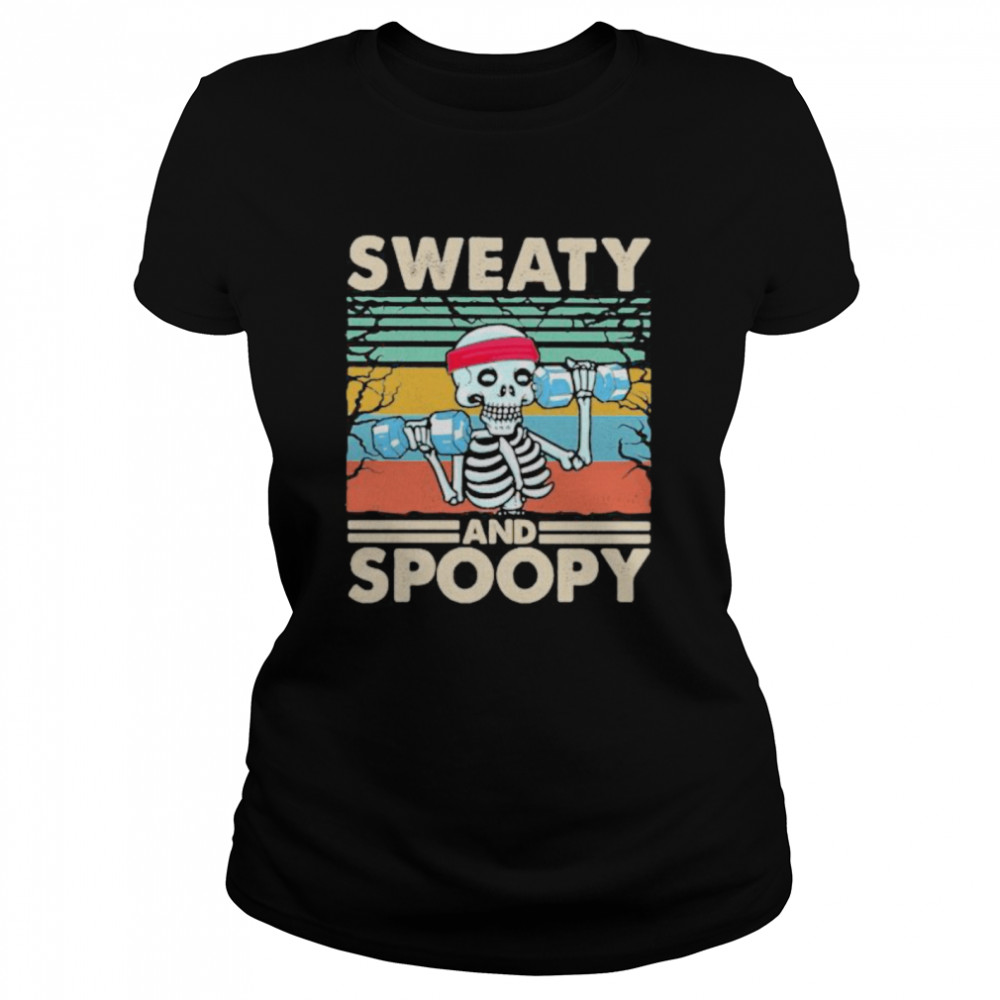 Weightlifting skeleton sweaty and spooky vintage retro Classic Women's T-shirt