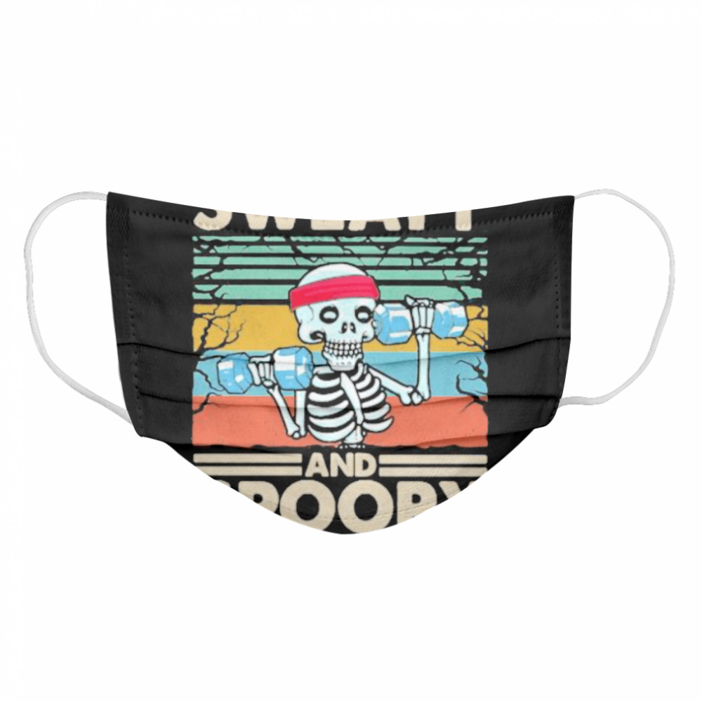 Weightlifting skeleton sweaty and spooky vintage retro Cloth Face Mask