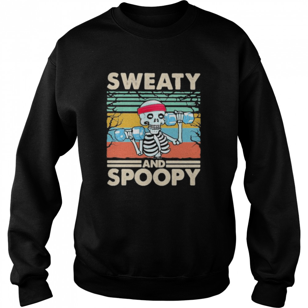 Weightlifting skeleton sweaty and spooky vintage retro Unisex Sweatshirt