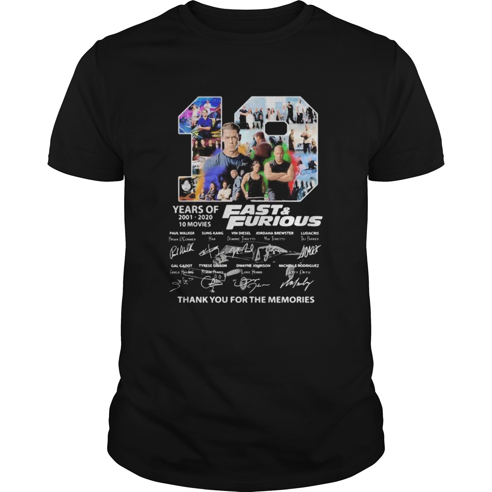 19 years of 20012020 Fast and Furious 10 movies signature shirt