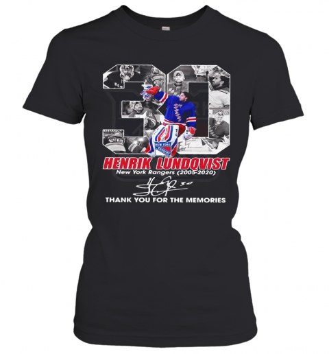 30 Henrik Lundqvist New York Rangers 2005 2020 Thank You For The Memories Signature T-Shirt Classic Women's T-shirt