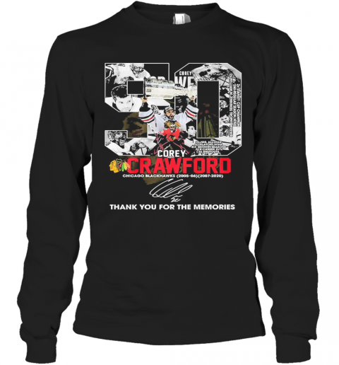 50 Corey Crawford Chicago Blackhawks Thank You For The Memories T-Shirt Long Sleeved T-shirt 