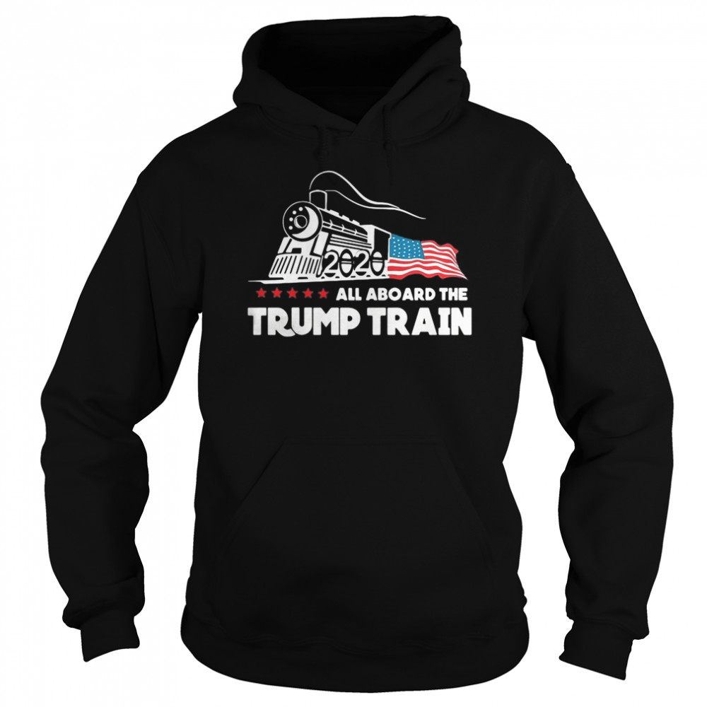 All aboard the trump train 2020 american flag Unisex Hoodie