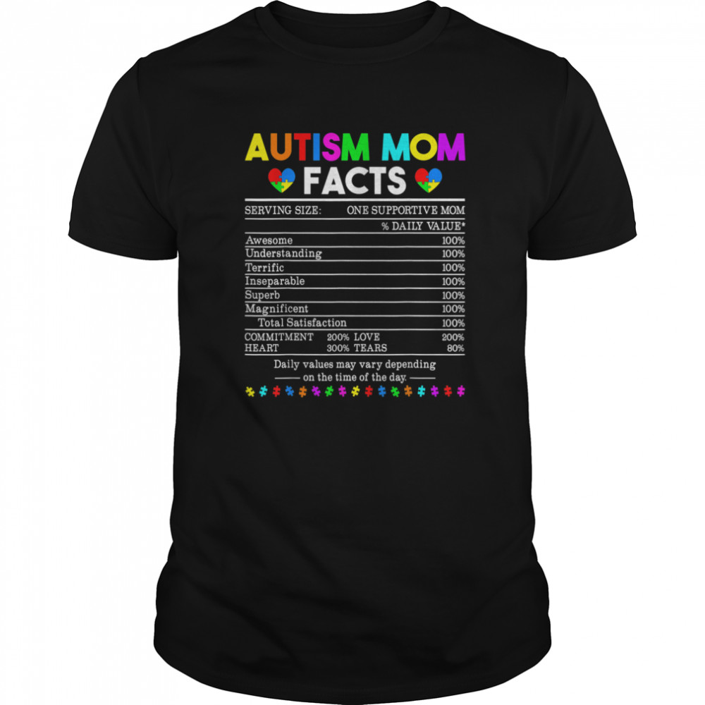 Autism Mom Facts One Supportive Mom shirt
