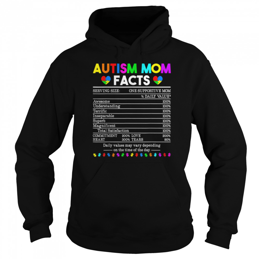 Autism Mom Facts One Supportive Mom Unisex Hoodie