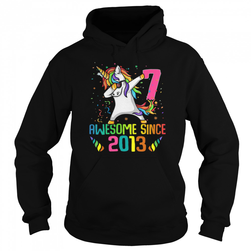 Awesome Since 2013 7 Years Old 7th Birthday Unicorn Dabbing Unisex Hoodie
