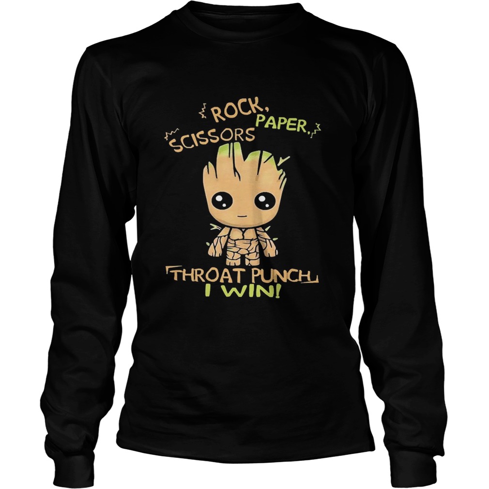 Baby Groot Rock Paper Scissors Throat Punch I Win shirt