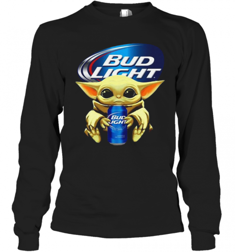 Baby Yoda Hug Bud Light Budweiser Star Wars Mandalorian T-Shirt Long Sleeved T-shirt 