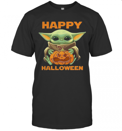 Baby Yoda Hug Pumpkin Happy Halloween T-Shirt