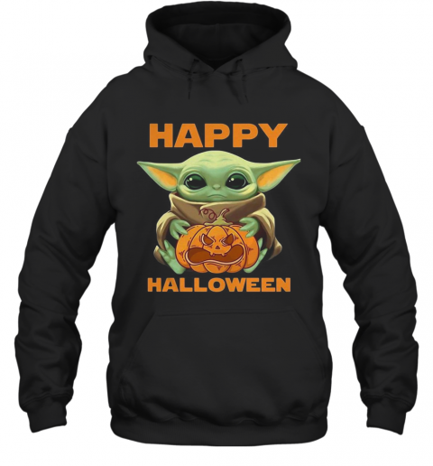 Baby Yoda Hug Pumpkin Happy Halloween T-Shirt Unisex Hoodie