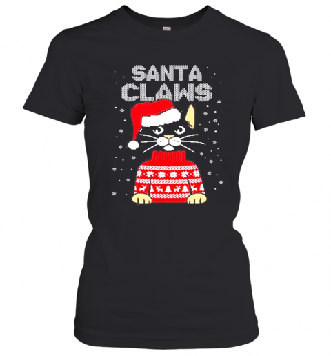Black Cat Santa Claws Ugly Christmas T-Shirt Classic Women's T-shirt