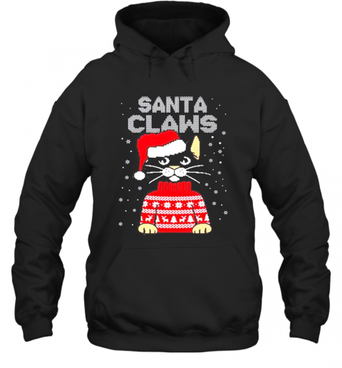 Black Cat Santa Claws Ugly Christmas T-Shirt Unisex Hoodie