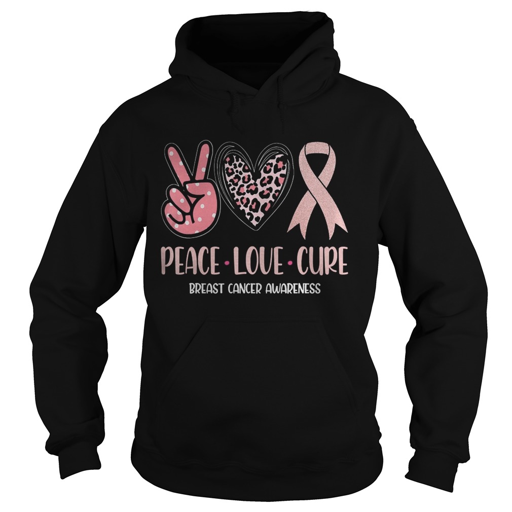 Breast Cancer Peace Love Cure In October We Wear Pink Ribbon Hoodie
