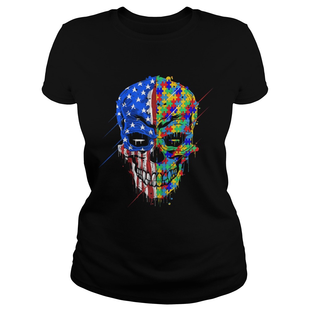 Buy Spooky Skull Autism Awareness US Flag American Support Classic Ladies