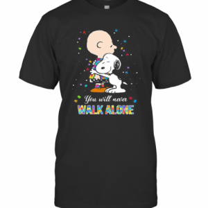 Charlie Brown And Snoopy Autism You Will Never Walk Alone T-Shirt Classic Men's T-shirt
