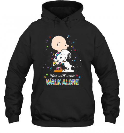 Charlie Brown And Snoopy Autism You Will Never Walk Alone T-Shirt Unisex Hoodie
