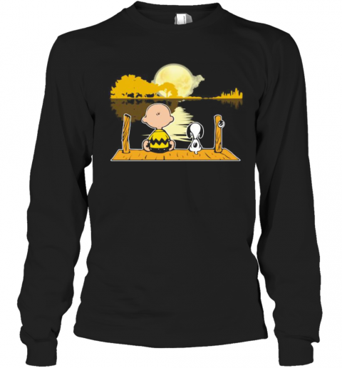 Charlie Brown And Snoopy Sightseeing River Guitar T-Shirt Long Sleeved T-shirt 