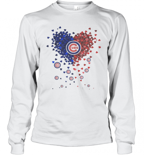 Chicago Cubs Baseball Logo Hearts T-Shirt Long Sleeved T-shirt 