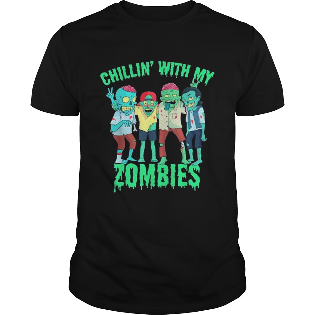 Chillin With My Zombies Halloween Boys Kids Zombie shirt
