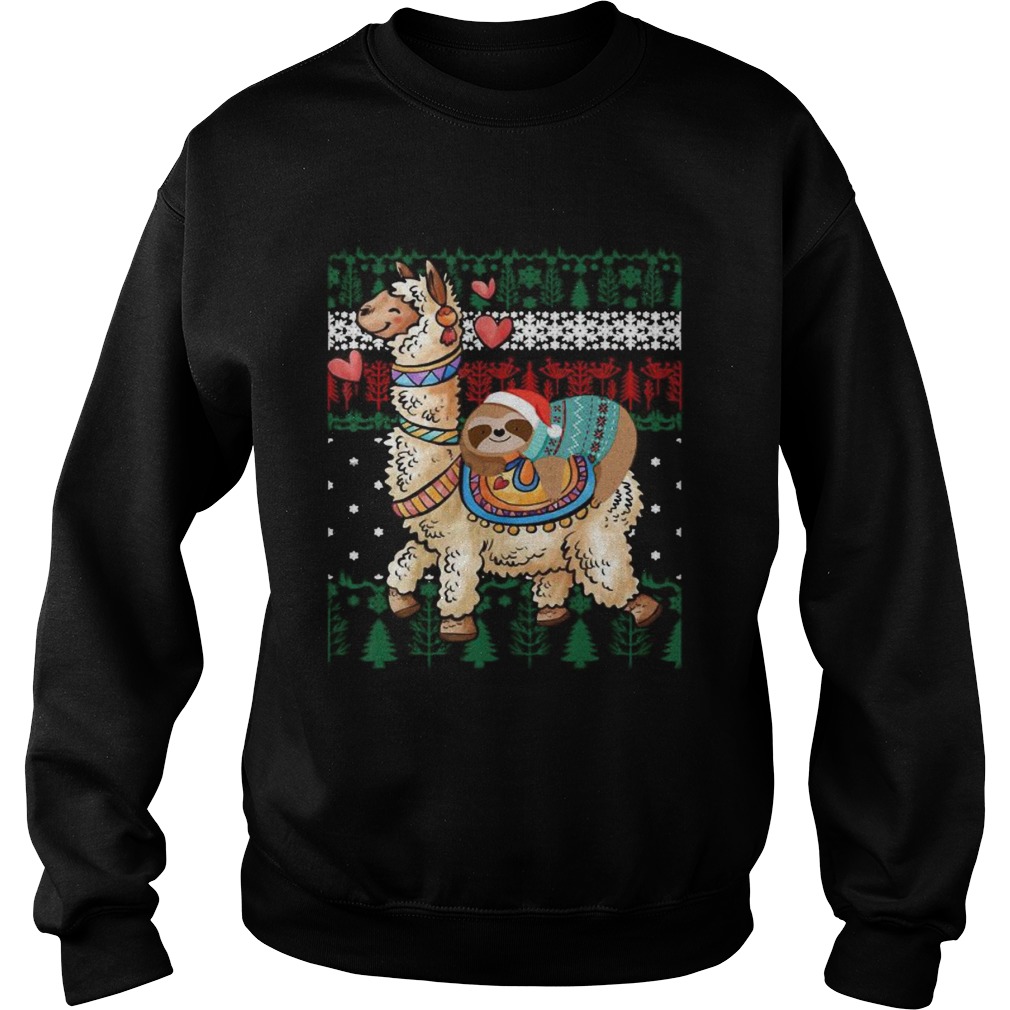 Christmas Santa Sloth And Llama Christmas Sweatshirt