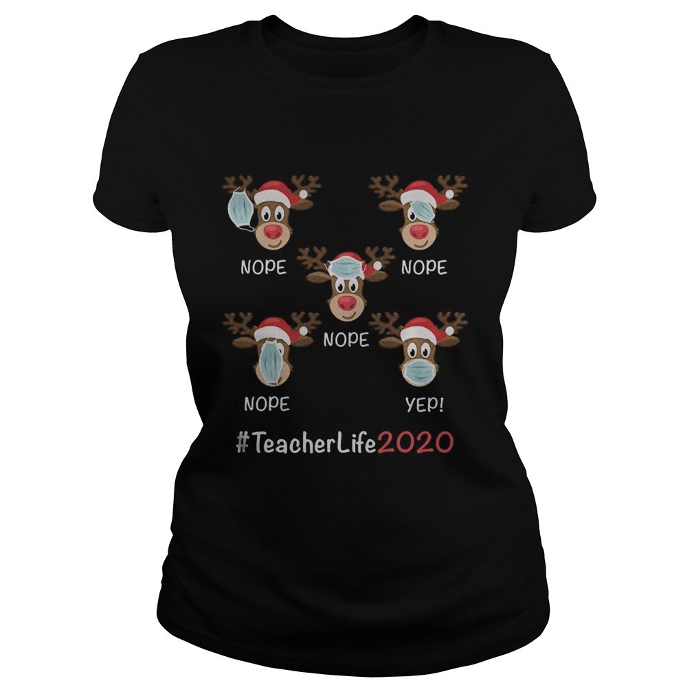 Christmas teacher life 2020 reindeer wearing mask Classic Ladies