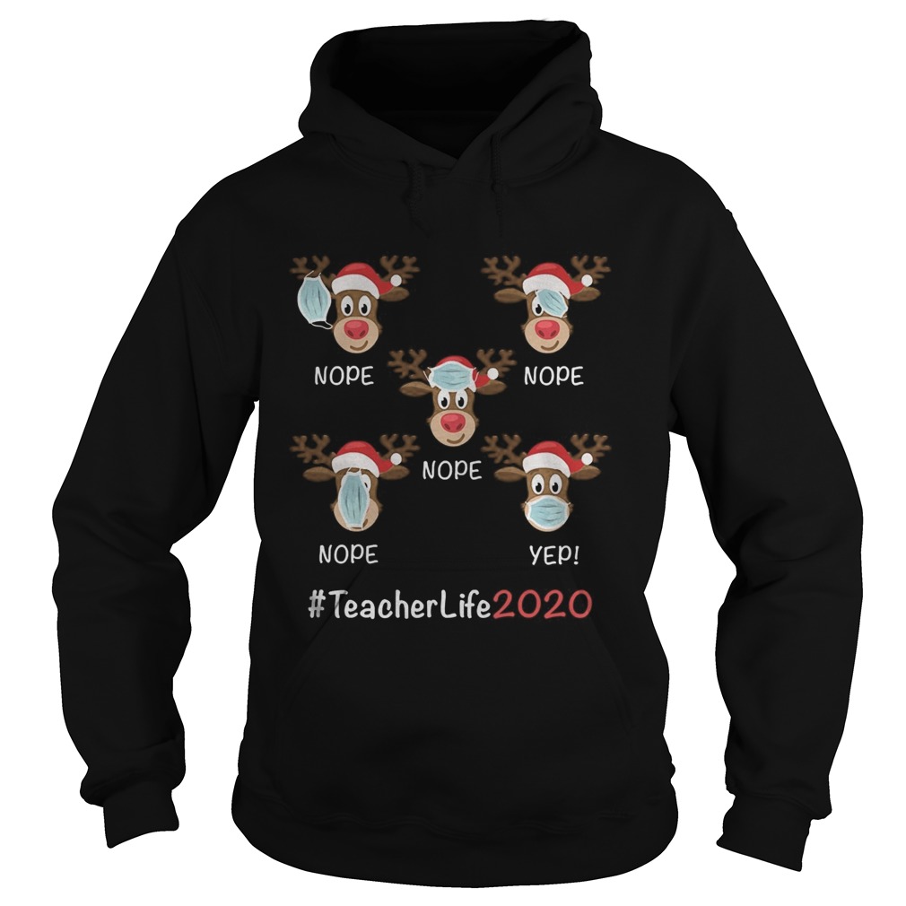 Christmas teacher life 2020 reindeer wearing mask Hoodie