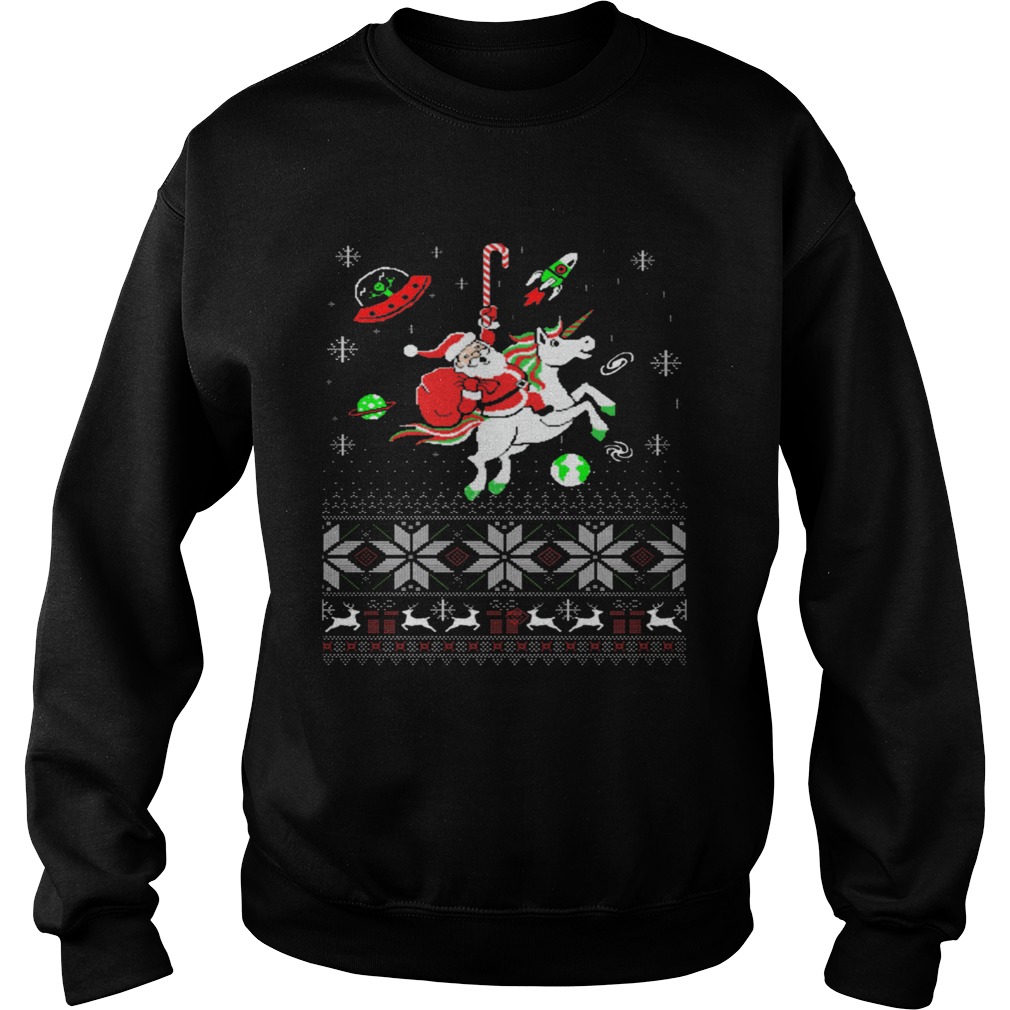 Colorful Santa Unicorn Ugly Christmas Sweatshirt