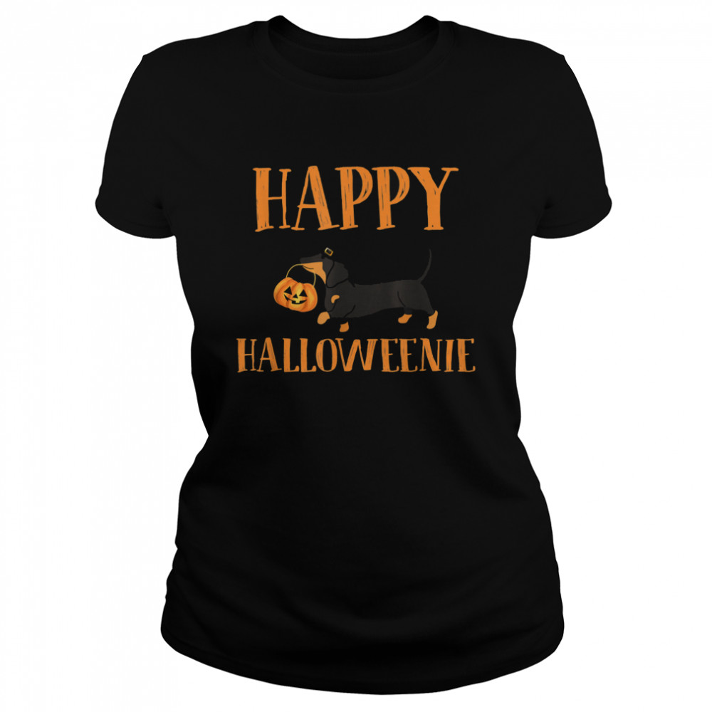 Dachshund With Jack O lantern Happy Halloweenie Halloween Classic Women's T-shirt
