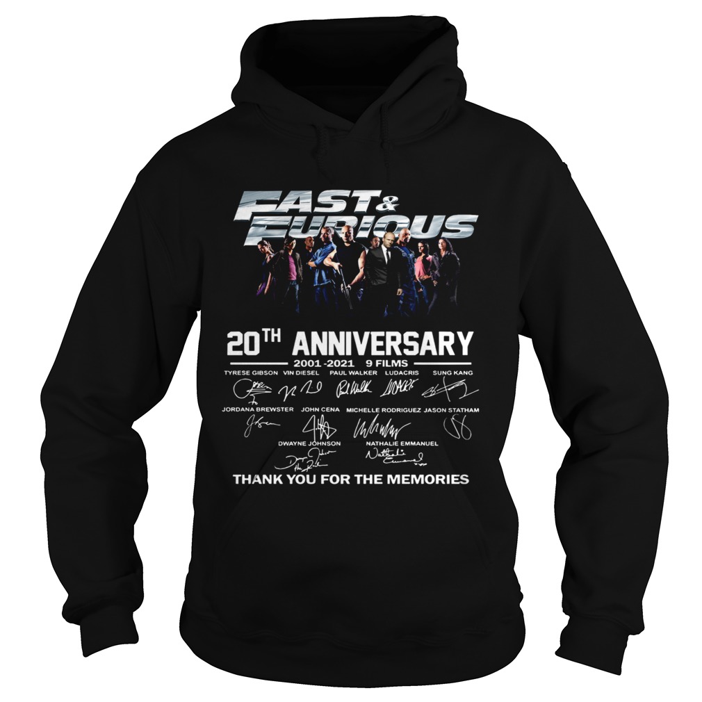 Fast And Furious 20th Anniversary 2001 2012 9 Films Thank You For The Memories Signature Hoodie